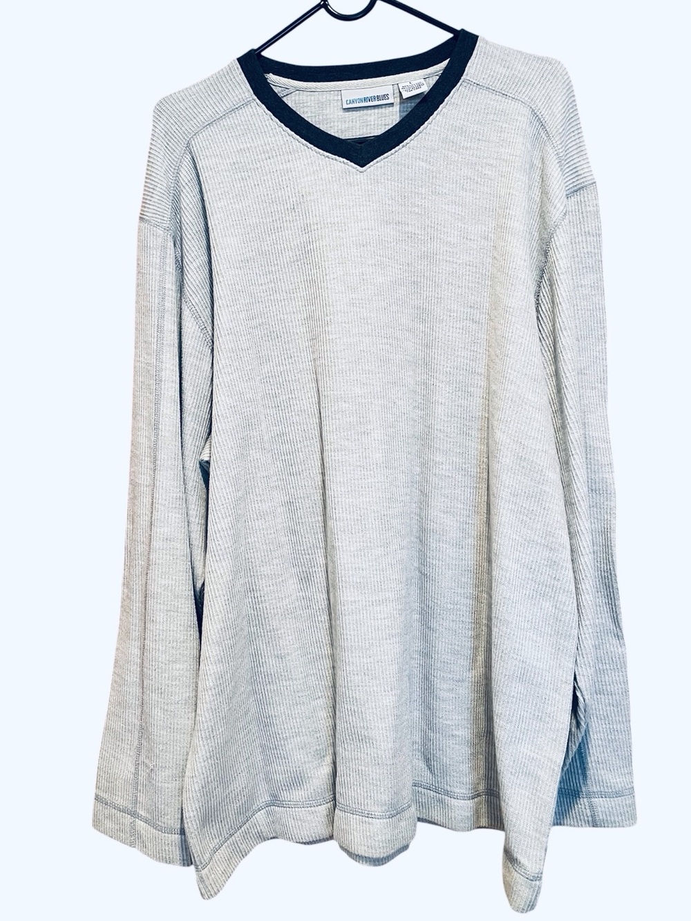 NWT Men’s Canyon River Blues Heather Gray Waffle Knit Pullover with Black Trim